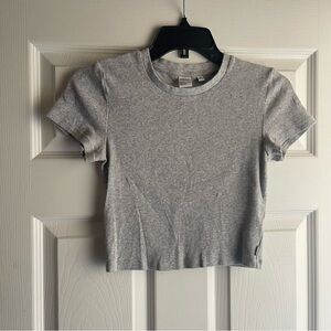 Grey TNA ribbed crew waist tshirt